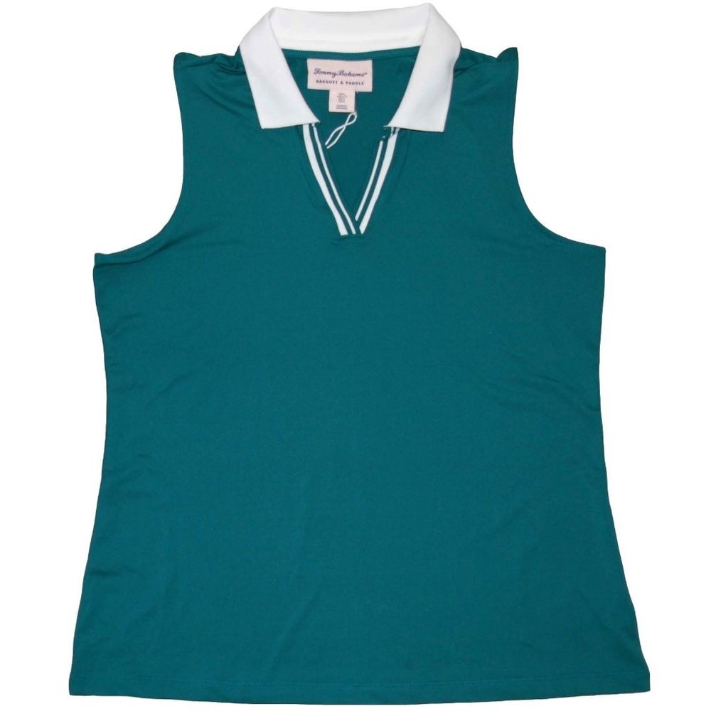 NWT Tommy Bahama Womens Golf Back Neck Logo Tank Sleeveless Polo